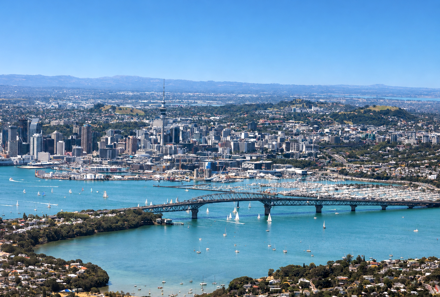 Auckland harbour bridge blue