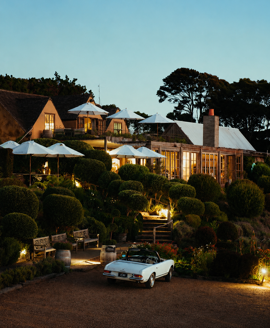 Dining mudbrick evening 1